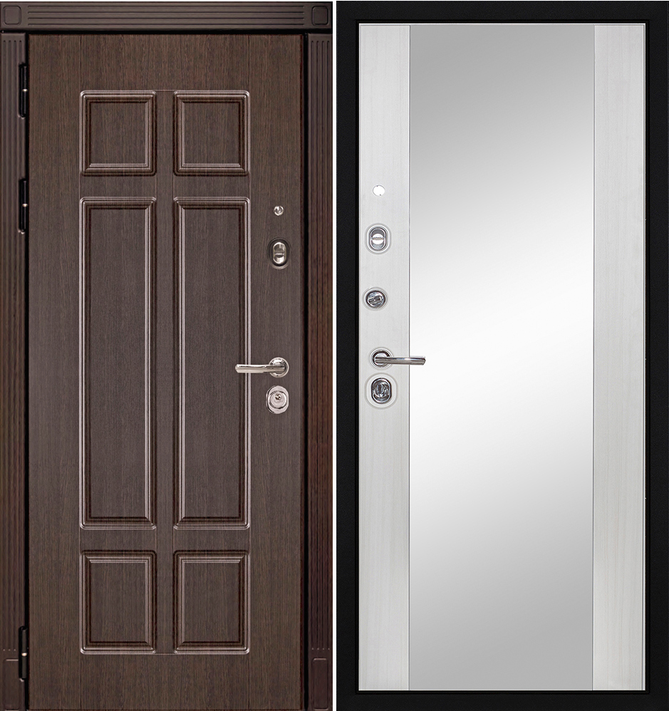 Дверь входная взломостойкая МДФ со стеклом/зеркалом 3145