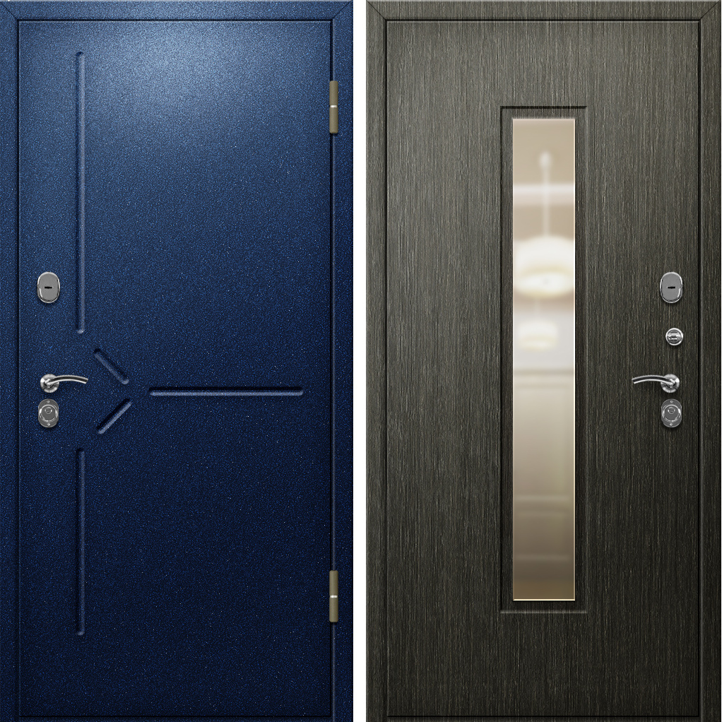 Металлическая входная дверь с порошковым напылением/МДФ с зеркалом 1258