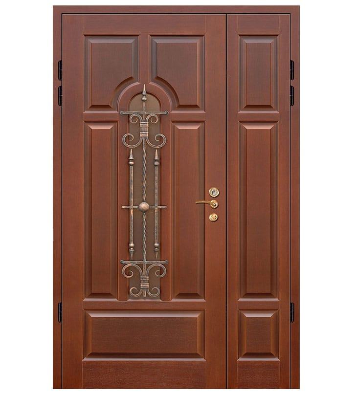 Дверь тамбурная металлическая входная МДФ с ковкой 502