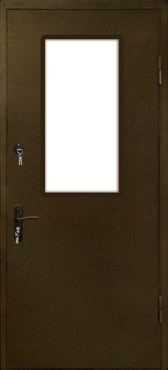 Металлическая тамбурная дверь порошок со стеклом 804