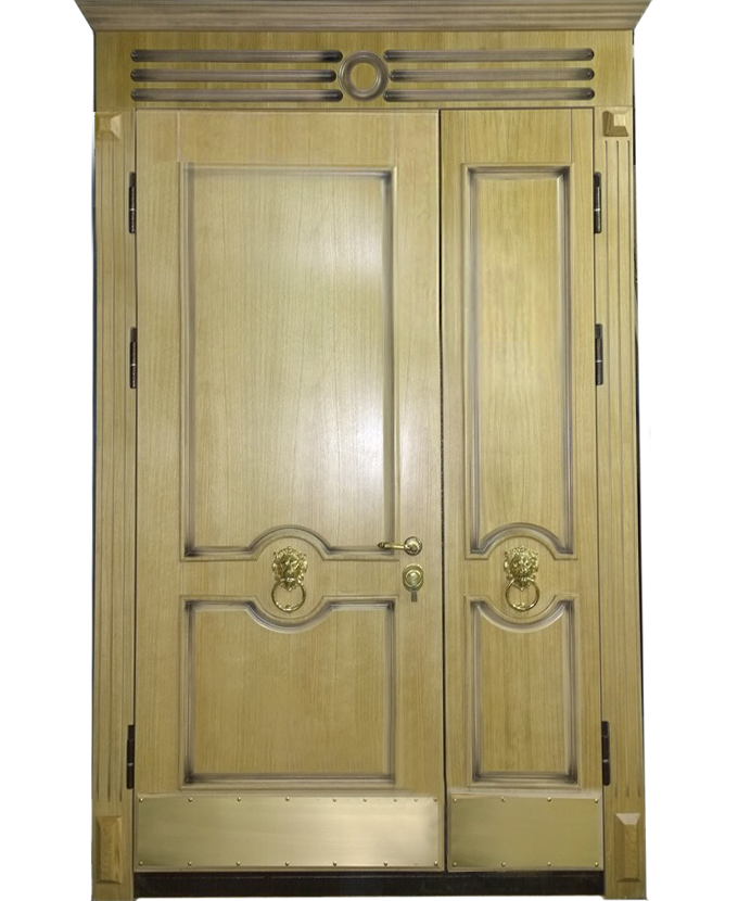 Железная входная двустворчатая дверь МДФ/МДФ 3164