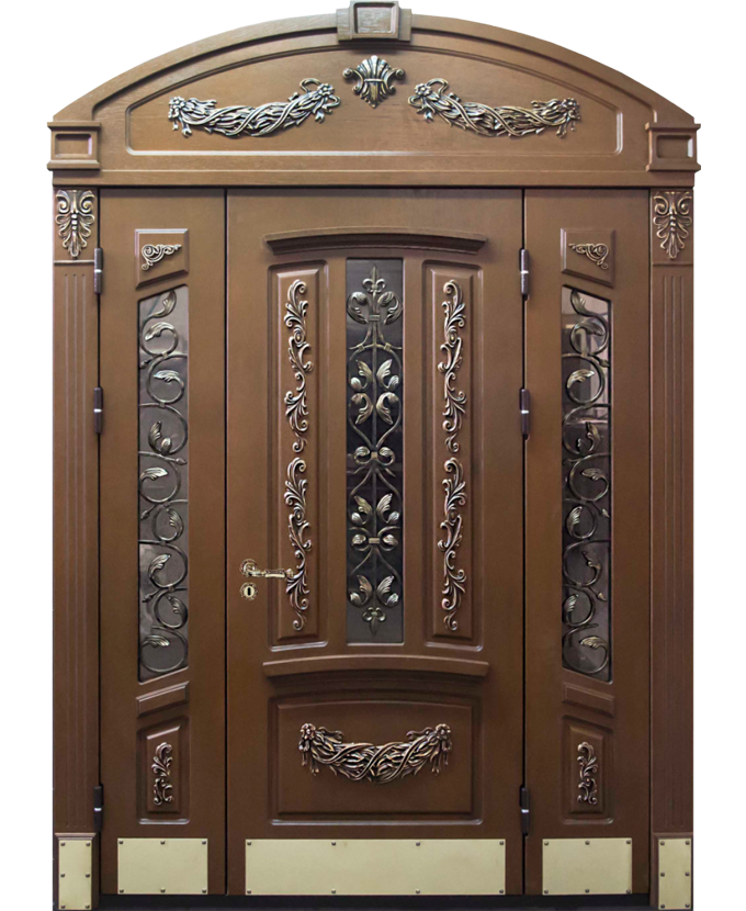 Металлическая входная арочная дверь МДФ 1129