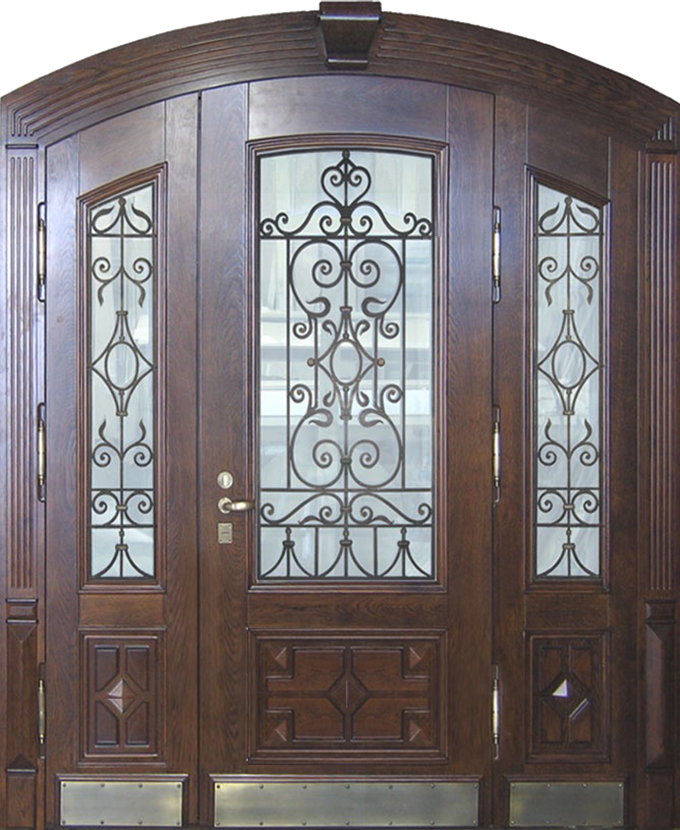 Стальная входная арочная дверь МДФ 1128