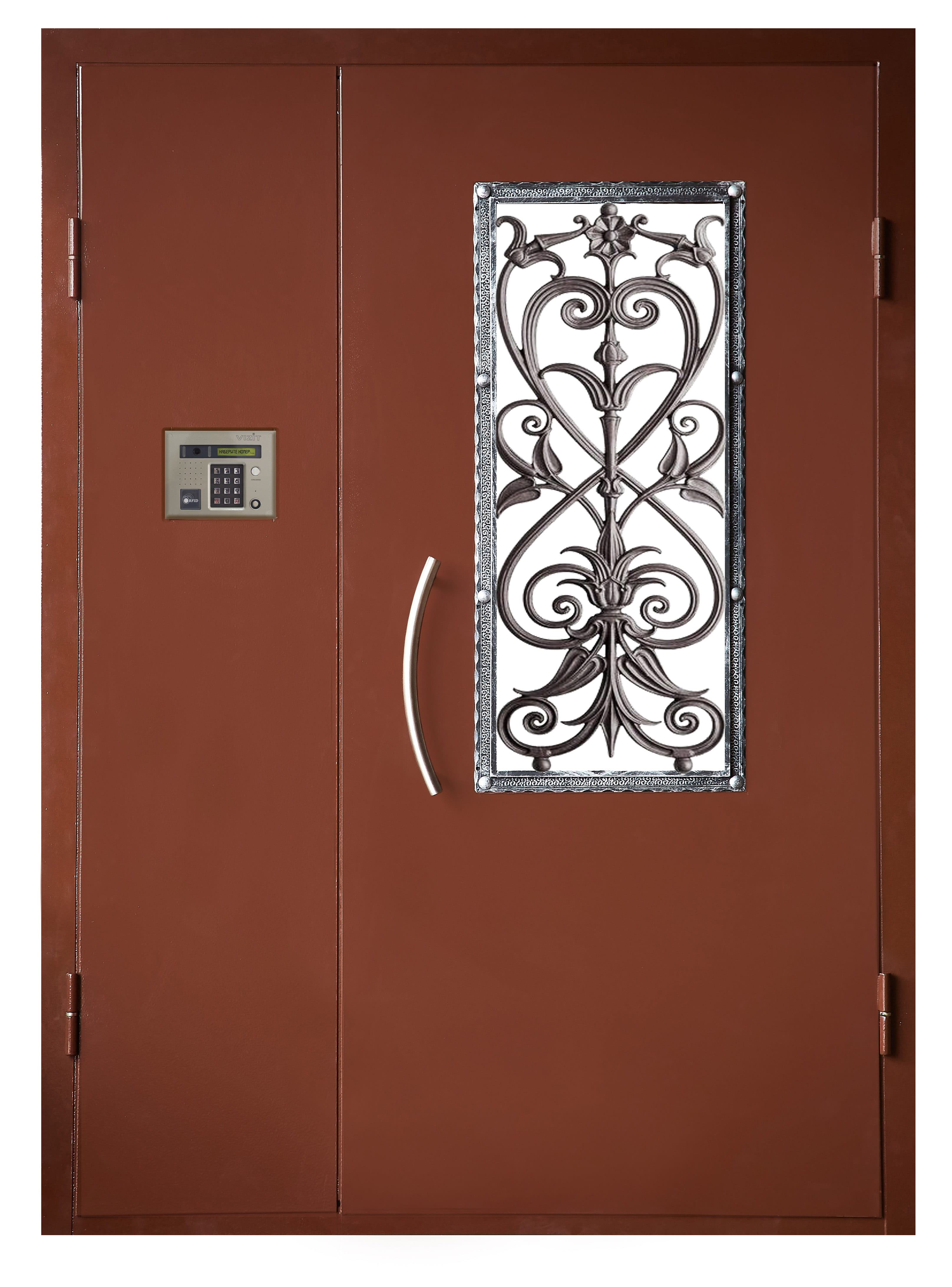 Стальная входная тамбурная дверь кованая 2701