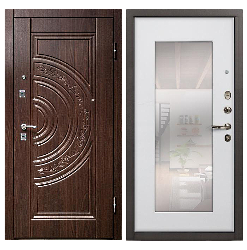 Входная дверь с шумоизоляцией МДФ/МДФ зеркало 3166