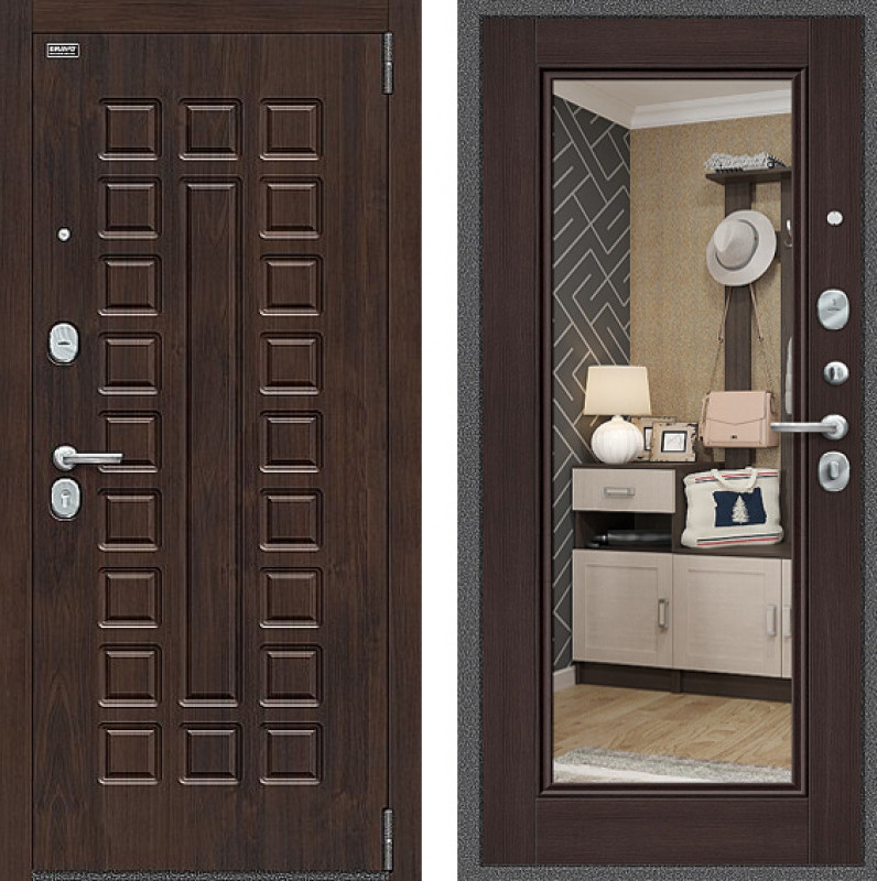 Дверь стальная входная взломостойкая МДФ со стеклом/зеркалом 3139