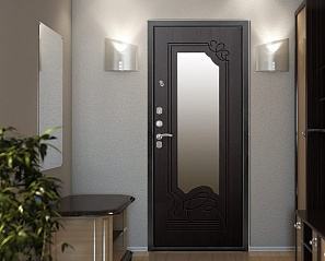 Стальные двери с зеркалом в интерьере
