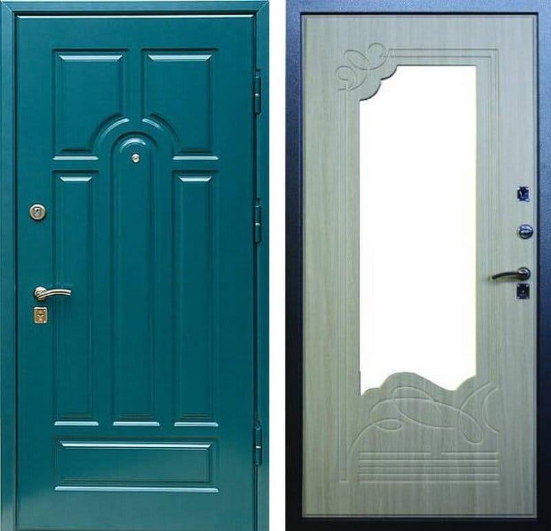 Дверь металлическая МДФ/МДФ с зеркалом 416