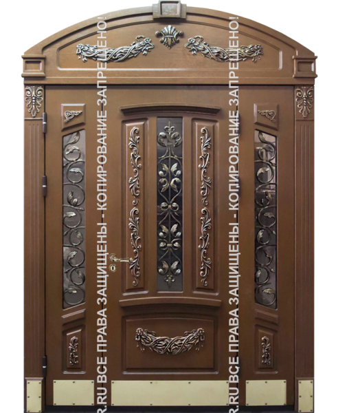 Входная арочная дверь МДФ с ковкой/стеклом 3144 Входная арочная дверь МДФ с ковкой/стеклом 3144